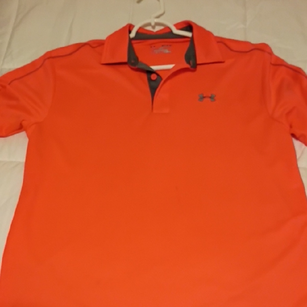Under Armour Men's Bright Orange Polo with Contrast Trim